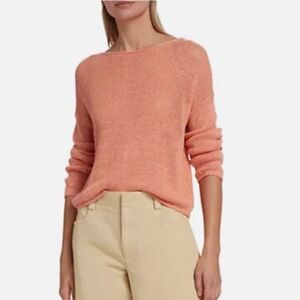 Vince Coral Linen Drop Shoulder Pullover Size XS Crew Neck Sweater Knit Relaxed